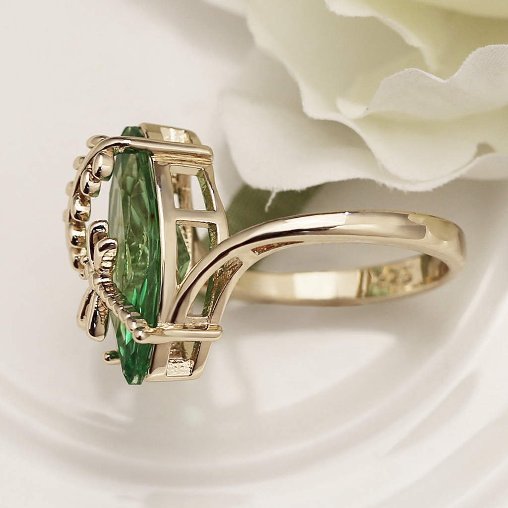 Hu Hu Hu Hu Hu Alat Bantu Pasang Kacamata♡ Cincin Wanita Desain Capung Hias Batu Permata Emeraldberlian Imitasi Transparan Untuk Pernikahan