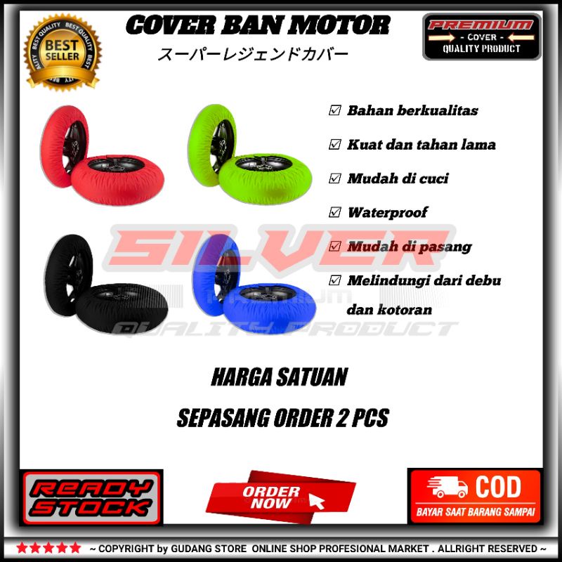 Cover ban Sarung ban Pelindung ban motor Matic / Bebek / Sport / Supermoto / Moge / Trail dan sejeni