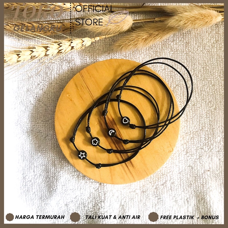 Gelang bulat motif bulan bintang bunga love / Gelang tali minimalis dan Simpel