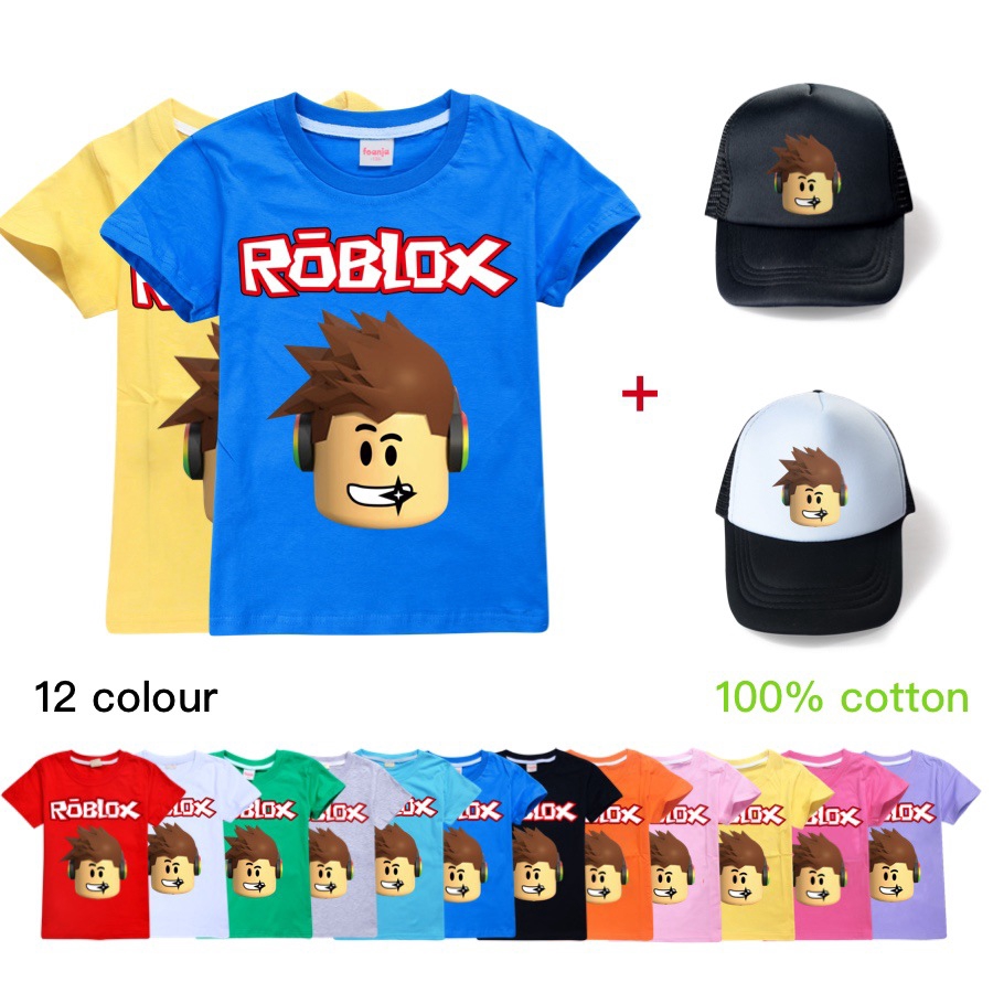 Roblox Sunhat Kids T Shirts For Boys And Girls Hat Tops Cartoon Tee Shirts Shopee Indonesia - clothes id for roblox boys