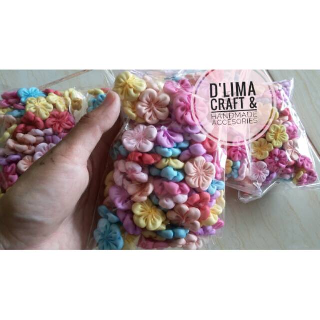 Bunga Kapas | Aplikasi Bunga Kapas Bulat/Lancip/Bintang (-+ 100 pcs) | Aplikasi Bross | Bahan Craft