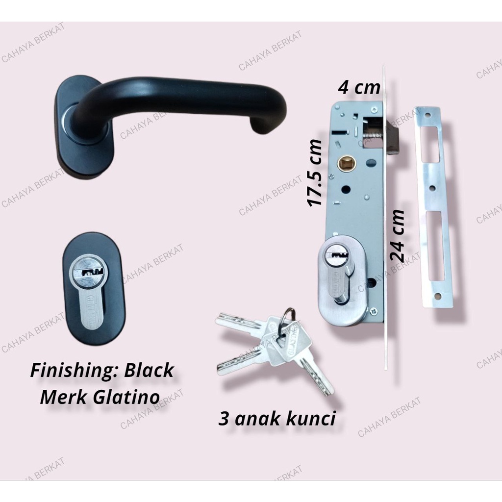 Door Lock Aluminium Glatino Stainless / Kunci Pintu Roses HARGA AGEN