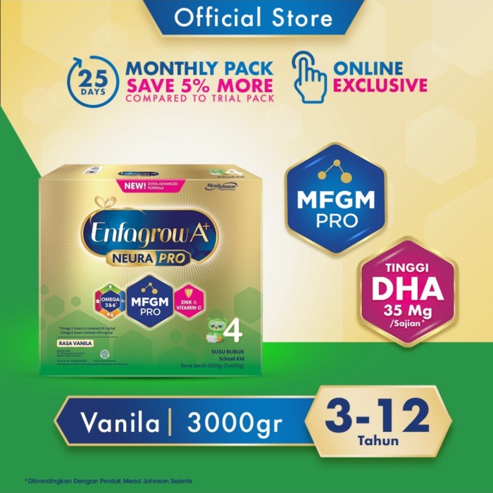 Enfagrow A+ 4 Vanila Susu Formula (3000g) Enfagrow 4 Vanila 3000 g