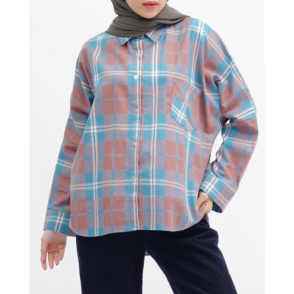 KEMEJA BOYFRIEND KOREA OVERSIZE OMBRE FLANEL PREMIUM SHIRT B341-Motif 21