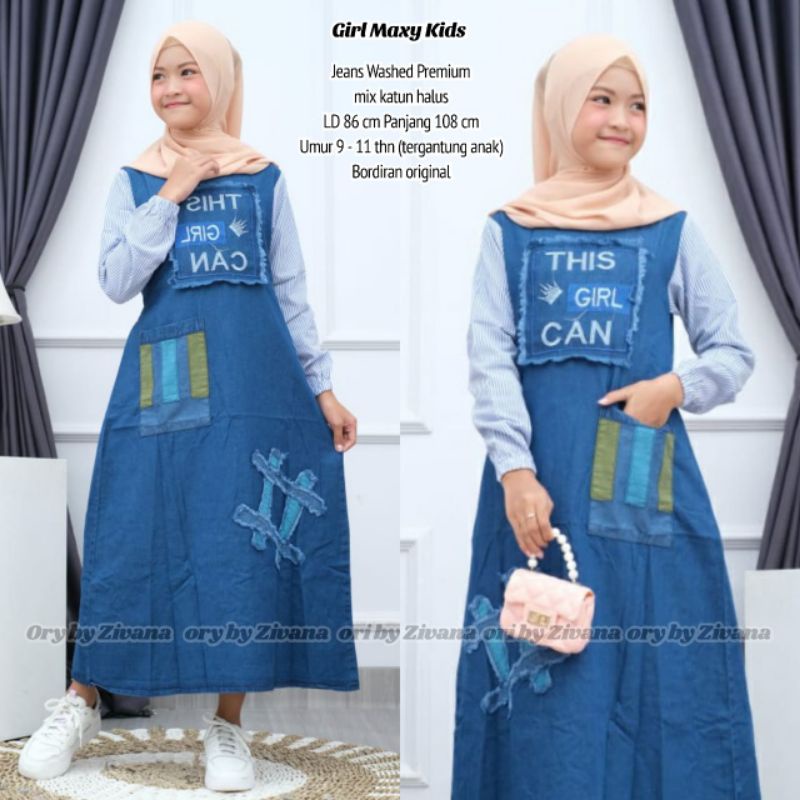 Gamis jeans anak tanggung ±10th //JF853