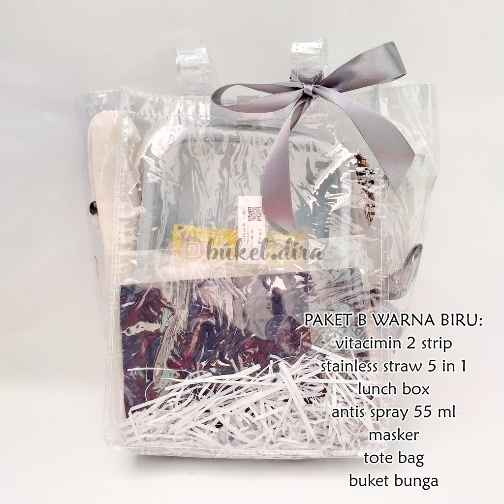 box or tote bag of happiness - paket isoman new normal kit series hampers free k.ucapan+bubble wrap