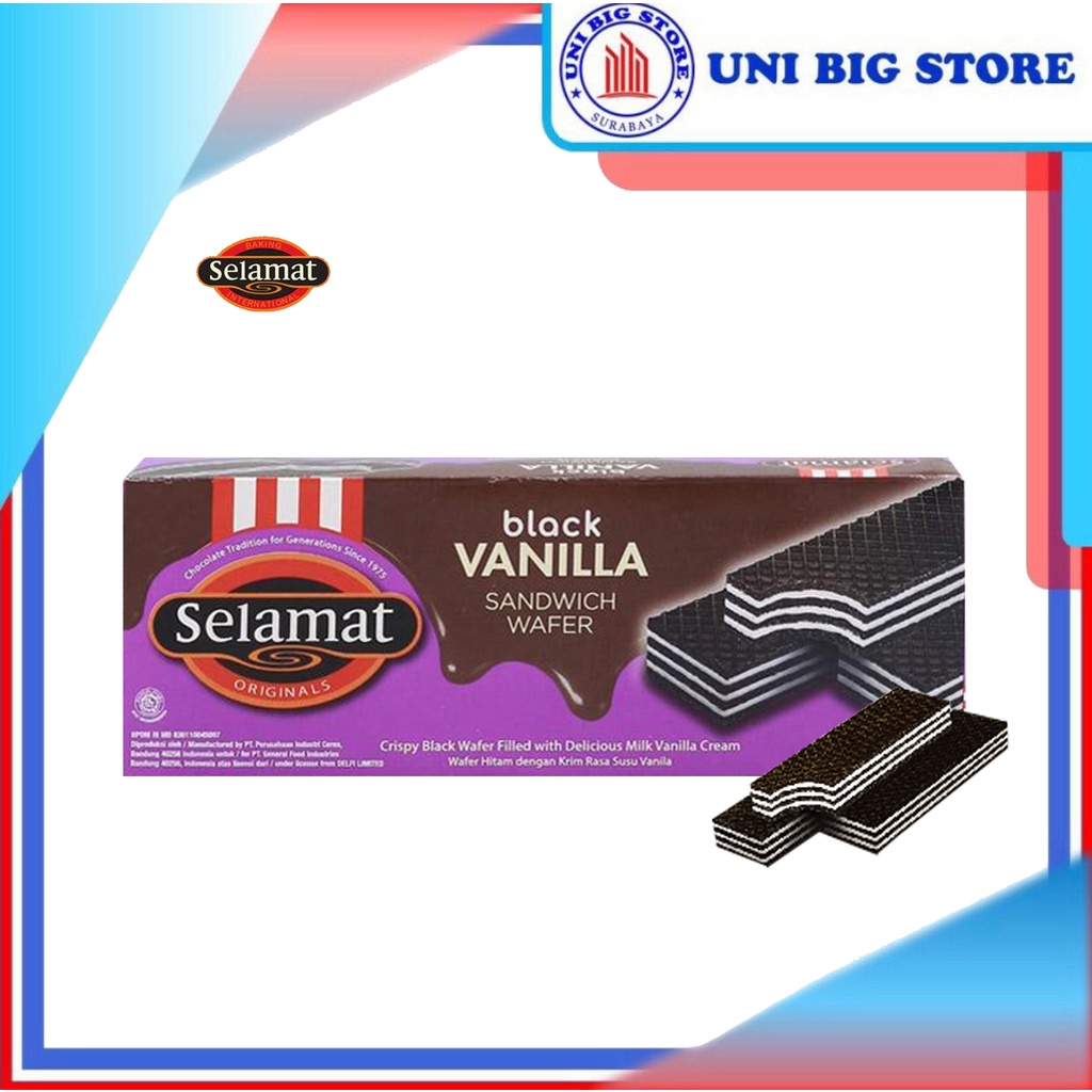 

Selamat Wafer Sandwich Black Vanilla 145 gr Coklat Vanila