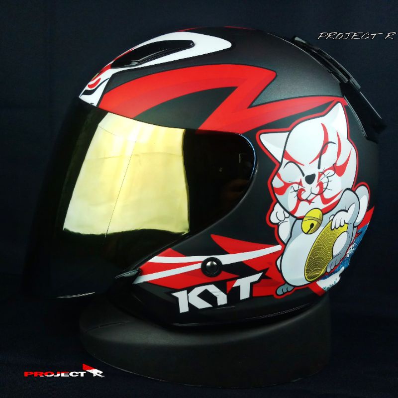 KYT DJ MARU KABUKI CAT DOFF + FLAT VISOR IRIDIUM