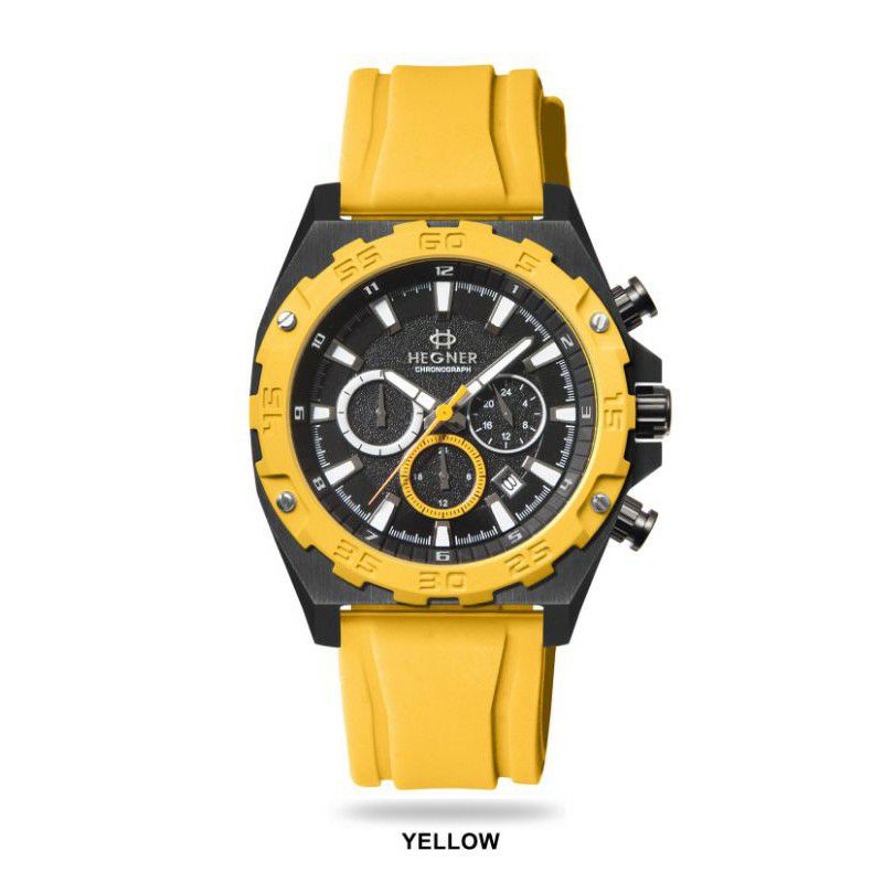 jam tangan pria HEGNER 1671 Tali rubber chrono aktif Original