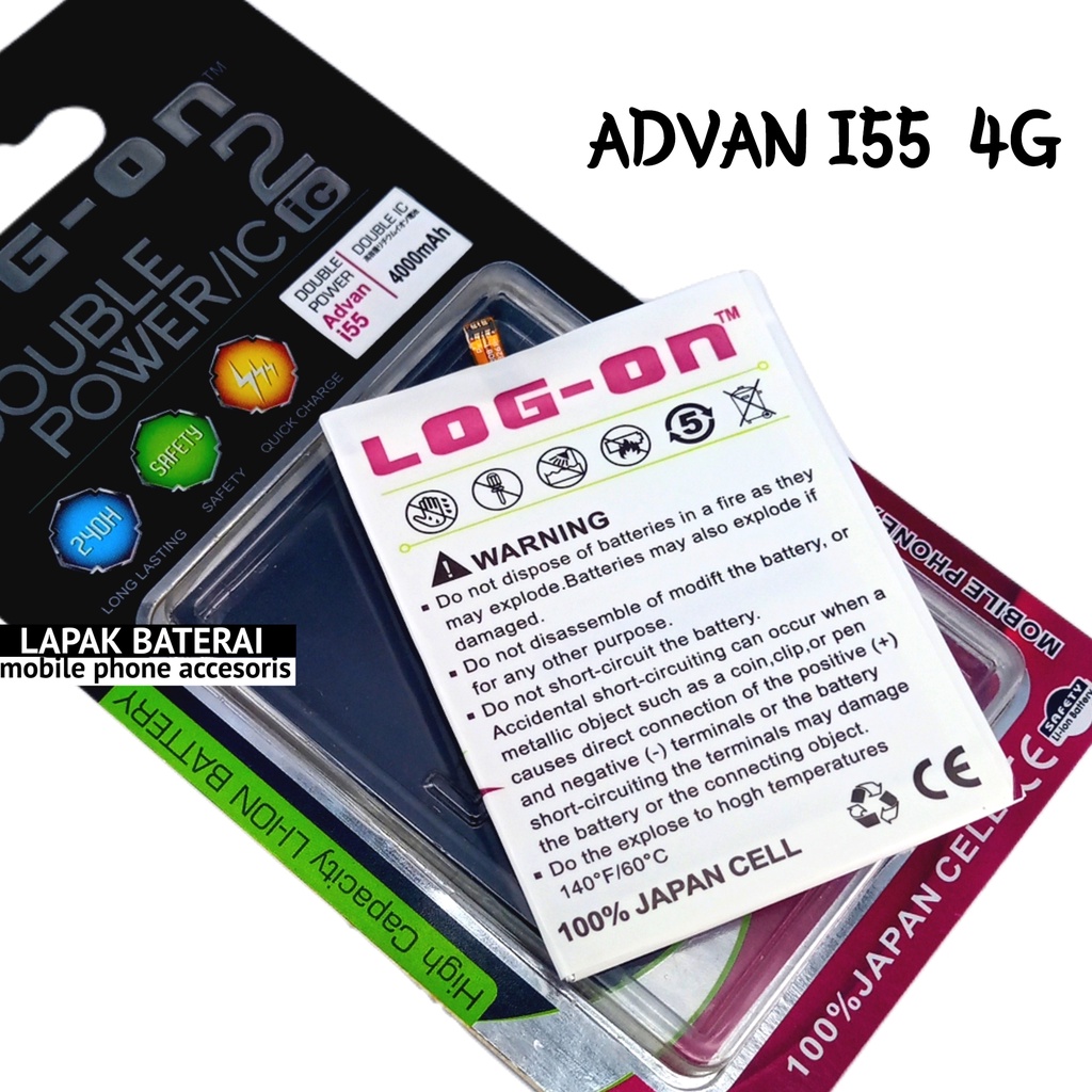 LOG - ON Advan I55 4G LTE Baterai Double IC Protection Battery Batre