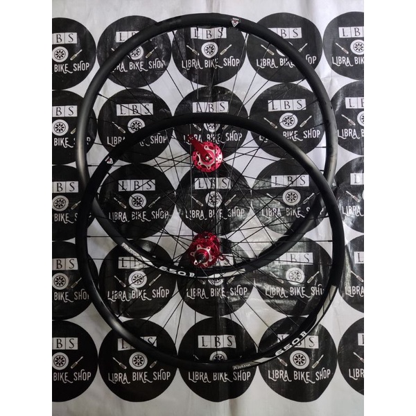 WHEELSET ARAYA DM650 650B 27.5 HUB ODESSY JANGKRIK MERAH JARI BS HITAM