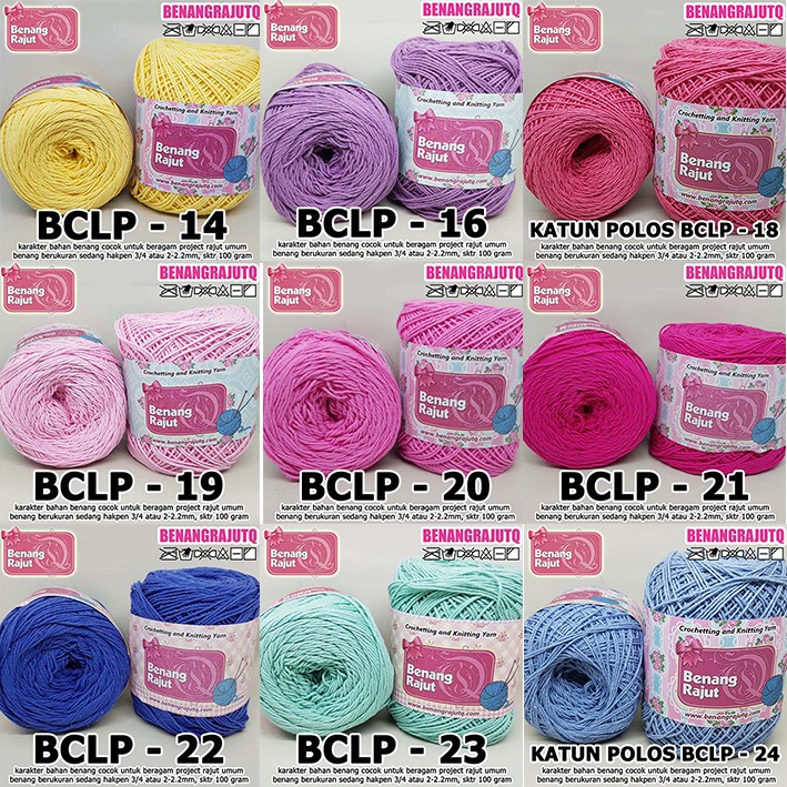  BENANG  RAJUT  KATUN POLOS BCLP SMALL PLY KATALOG  