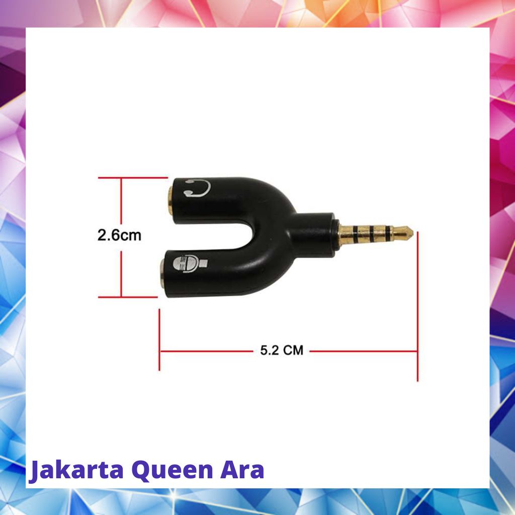 TaffSTUDIO Splitter Audio Shape U 3.5mm ke Headphone &amp; Mic - K065