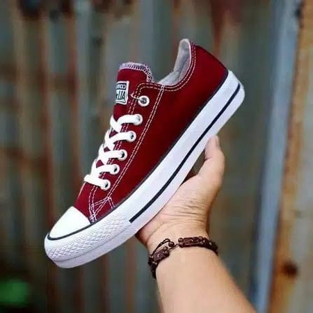 PROMO SEPATU WANITA CONVERSE_ALLSTAR MARUN LOW SNEAKERS PRIA TERLARIS