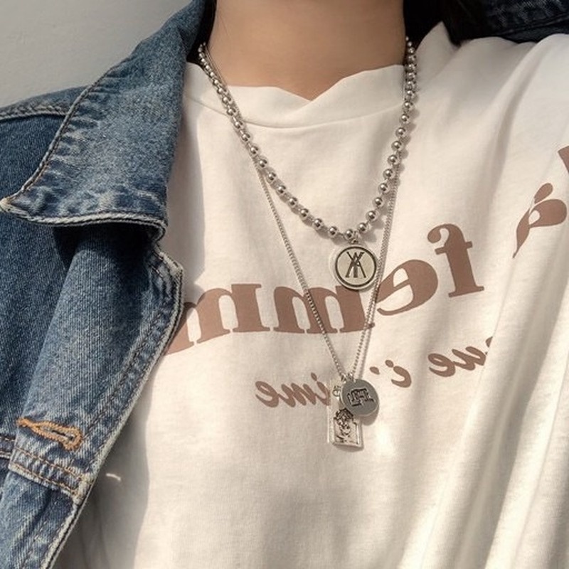 Korean version of cold wind simple hip-hop personality European and American retro Harajuku style all-match sweater chain  210818