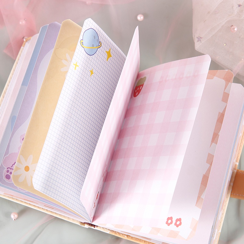 100 Lembar Buku Notebook / Catatan Cover Kulit Motif Kartun Lucu Kreatif Dengan Gesper Magnetik