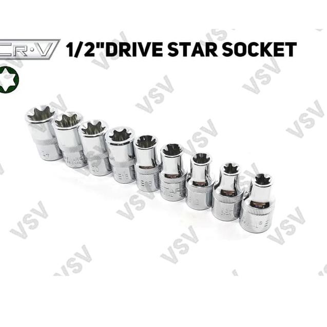 ｀ HKL Gestar 1/2"DR Star Socket Set E10-E24 Kunci Shock Bintang Sock Sok  Kekinian Terbatas.