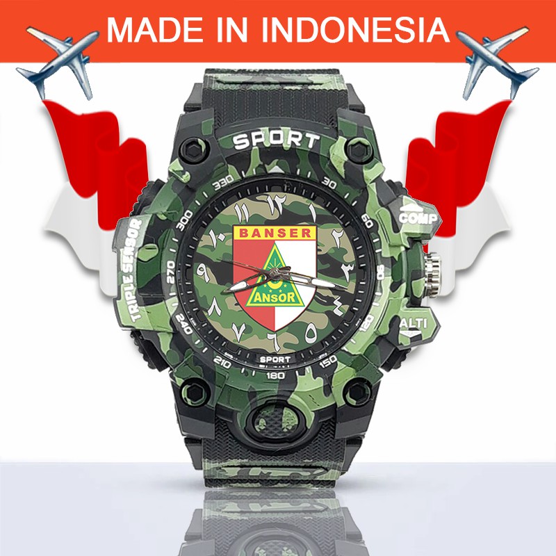 {Istimewa} Jam Tangan BANSER INDONESIA (Nahdlatul Ulama) -Hitam Army Water Resistant