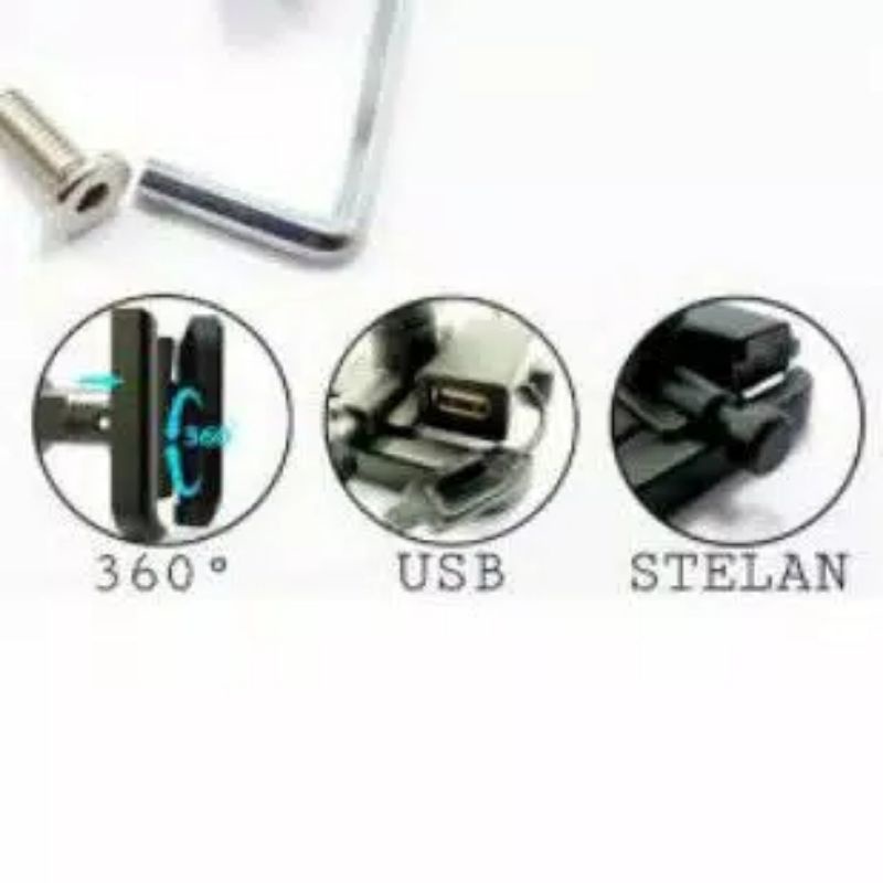 HOLDER DUDUKAN SPION+USB/CHARGER HP UNIVERAL MEREK CR7