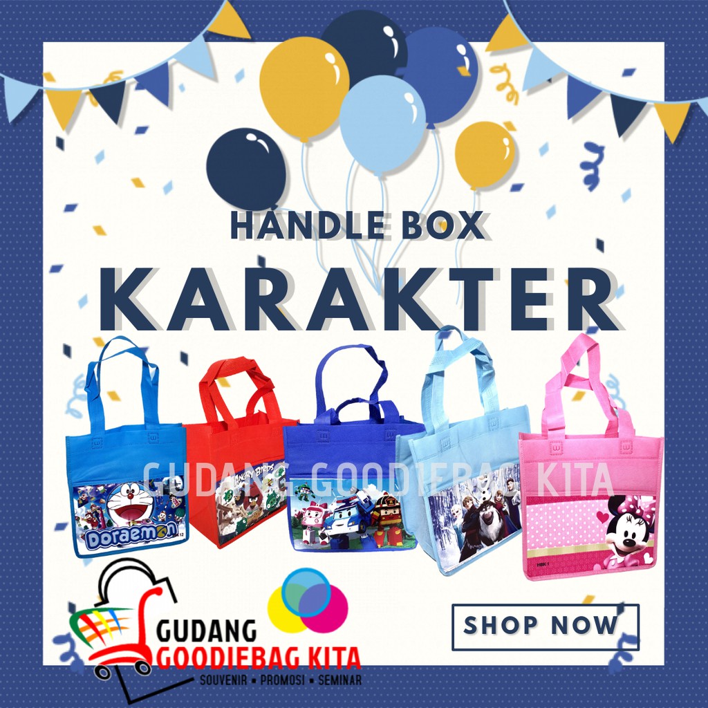 

[ HBK KARAKTER 25 X 25 ] TAS KAIN GOODIEBAG ULANG TAHUN KARTUN ANAK
