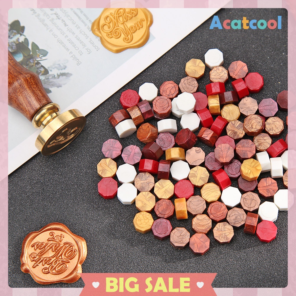 100pcs Retro Octagon Sealing Wax Grain Fire Painting Pill Stamping Envelope