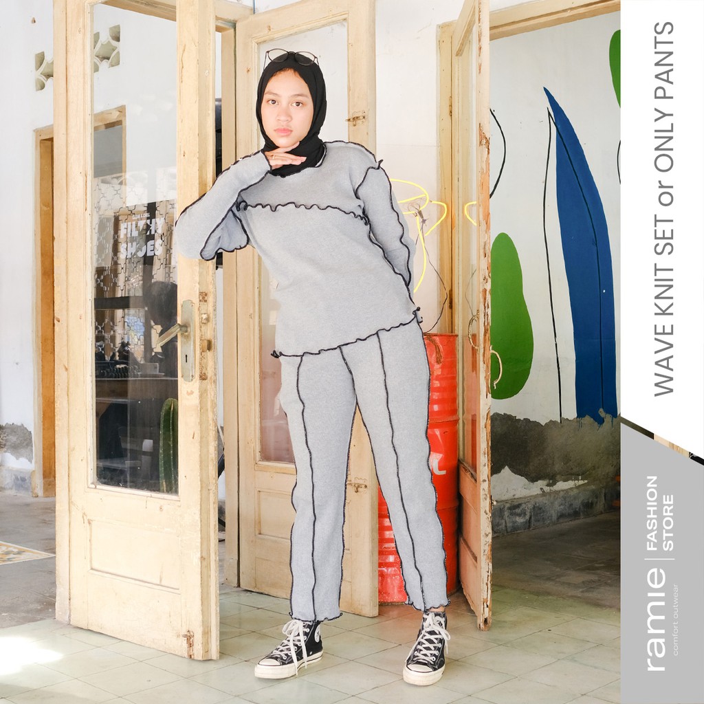 RAMIE | Wave Knit One Set - Baju & Celana