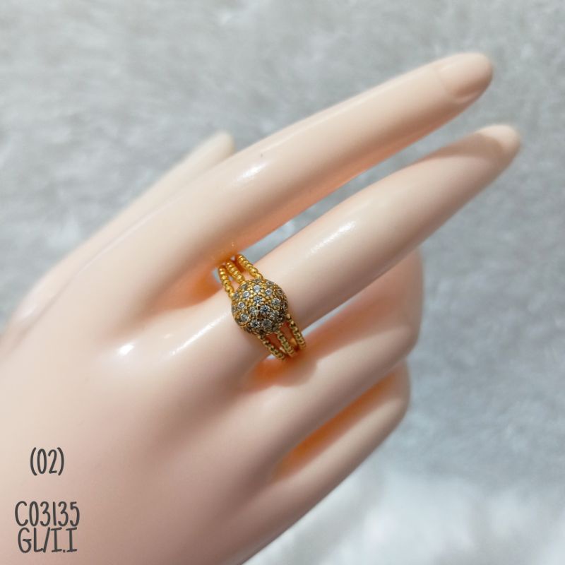 Cincin Fashion rhodium Zircon Gold C03135