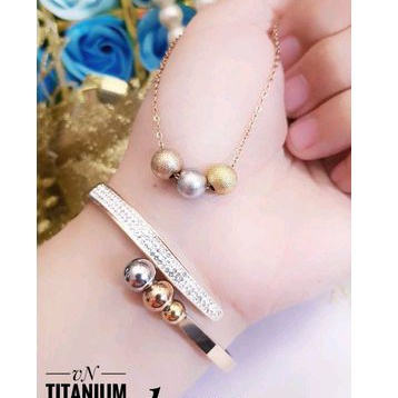 Titanium Set Perhiasan Wanita Boba Rosegold 268224