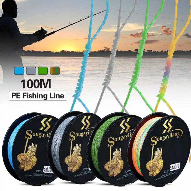 Senar PE 4 Multicolors 100M PE Fishing Line 4 Braided Fish