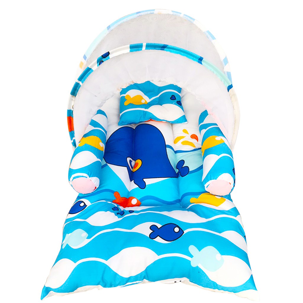 Tempat Tidur Bayi Lipat Berkelambu Motif Sunny Farm Kain Katun | Kasur Bayi Lipat | Matras Bayi-5.paus