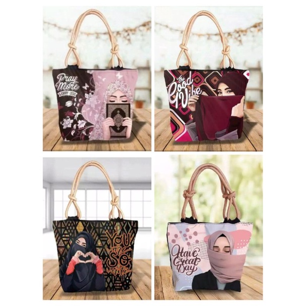 TAS Sumbu tas Tote bag tali sumbu/Tote canvas tas hijab