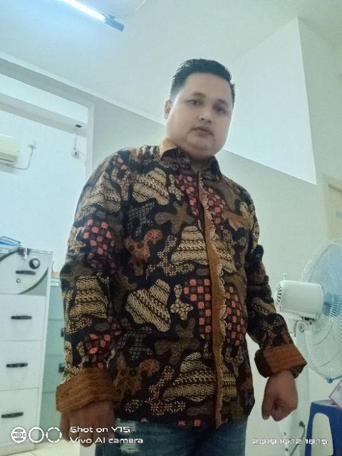 Kemeja Batik Pria Modern Lengan Panjang Casual Modis Slim Fit Trendy Masa Kini Ol 162