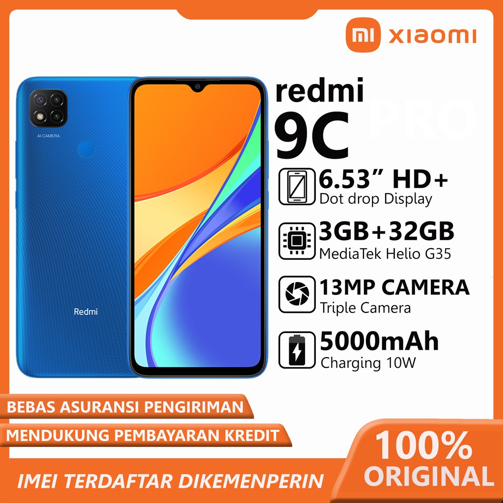 XIAOMI REDMI 9C RAM 3GB ROM 32GB GARANSI RESMI