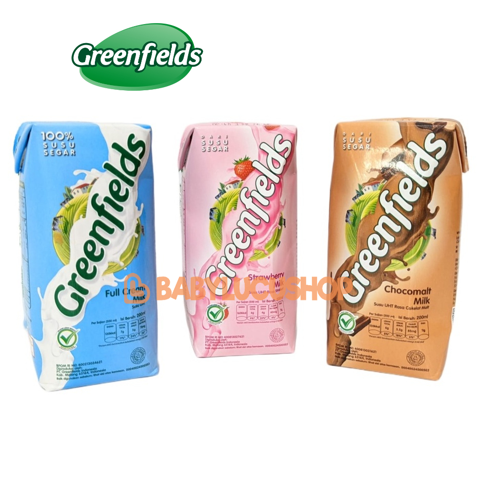 Susu Greenfields UHT 200ml Full Cream Cokelat Strawberry Milk Greenfield 1 PCS