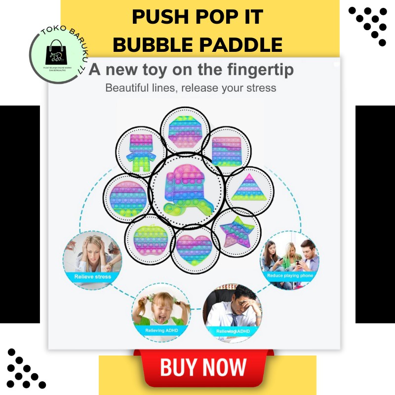 (KEYA) Bubble Toys Pop It Puddle Colour Rainbow New-4