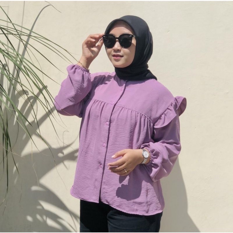 Miami Blouse Crinkle Airflow Atasan Wanita Ruffle Crinkle Premium