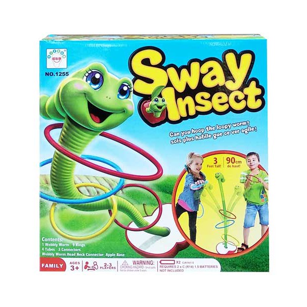 MAINAN GAME SERU MELEMPAR RING PADA WOBBLY WORM/TONGKAT BENTUK CACING SWAY INSECT - 1255