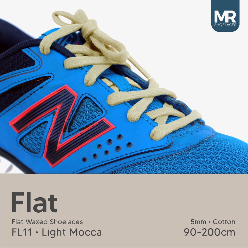 MR Shoelaces FL11 Light Mocha (Moka) Tali Sepatu Lilin 5mm Gepeng Flat Pipih (Waxed Laces) 90cm 100cm 120cm 150cm 180cm 200cm (Waxed Laces) - Premium Shoelace