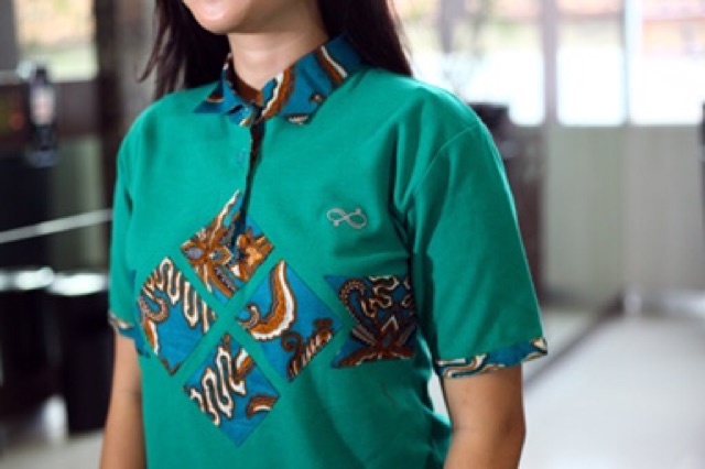 Loyal Kaos Polo Batik Hijau Tosca Modern Wanita M L XL XXL