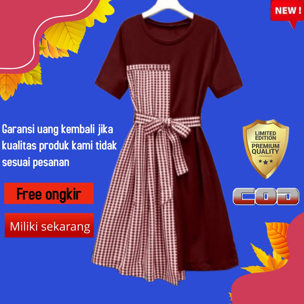 Mini Dress Dres Casual Kasual Wanita Remaja Korea Lengan