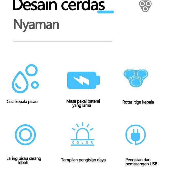 ☁ Abeni Alat Cukur Elektrik /Shaver/cukur jenggot Listrik Portable 3IN1 Upgrade kelabu ♣