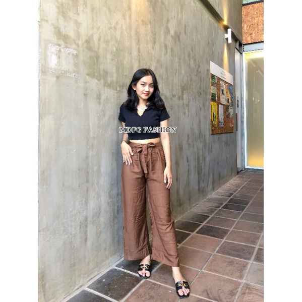 Celana Kulot HW Moura Tali XL - Celana Panjang Highwaist Moura Talia Rayon Bali