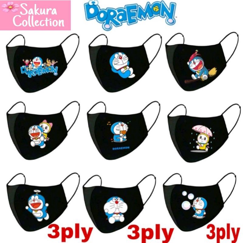 Masker Doraemon 3 Lapis / Scuba anak dewasa /Earloop