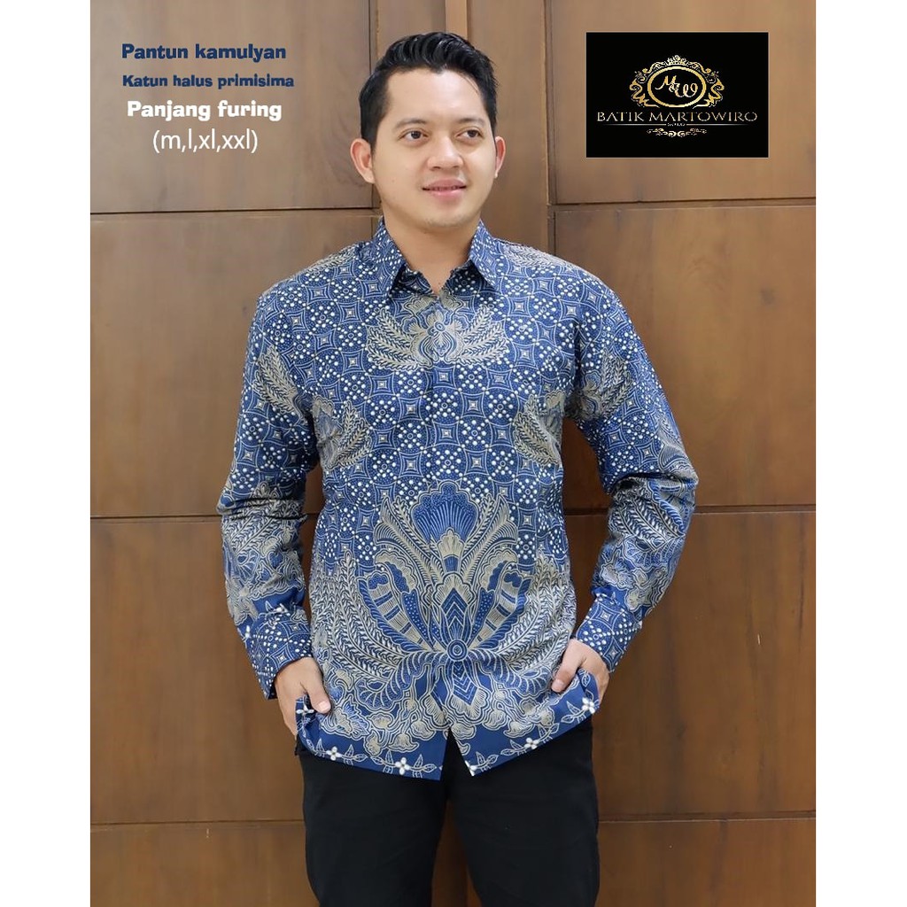 PANTUN kemeja batik pria terbaru lengan panjang original