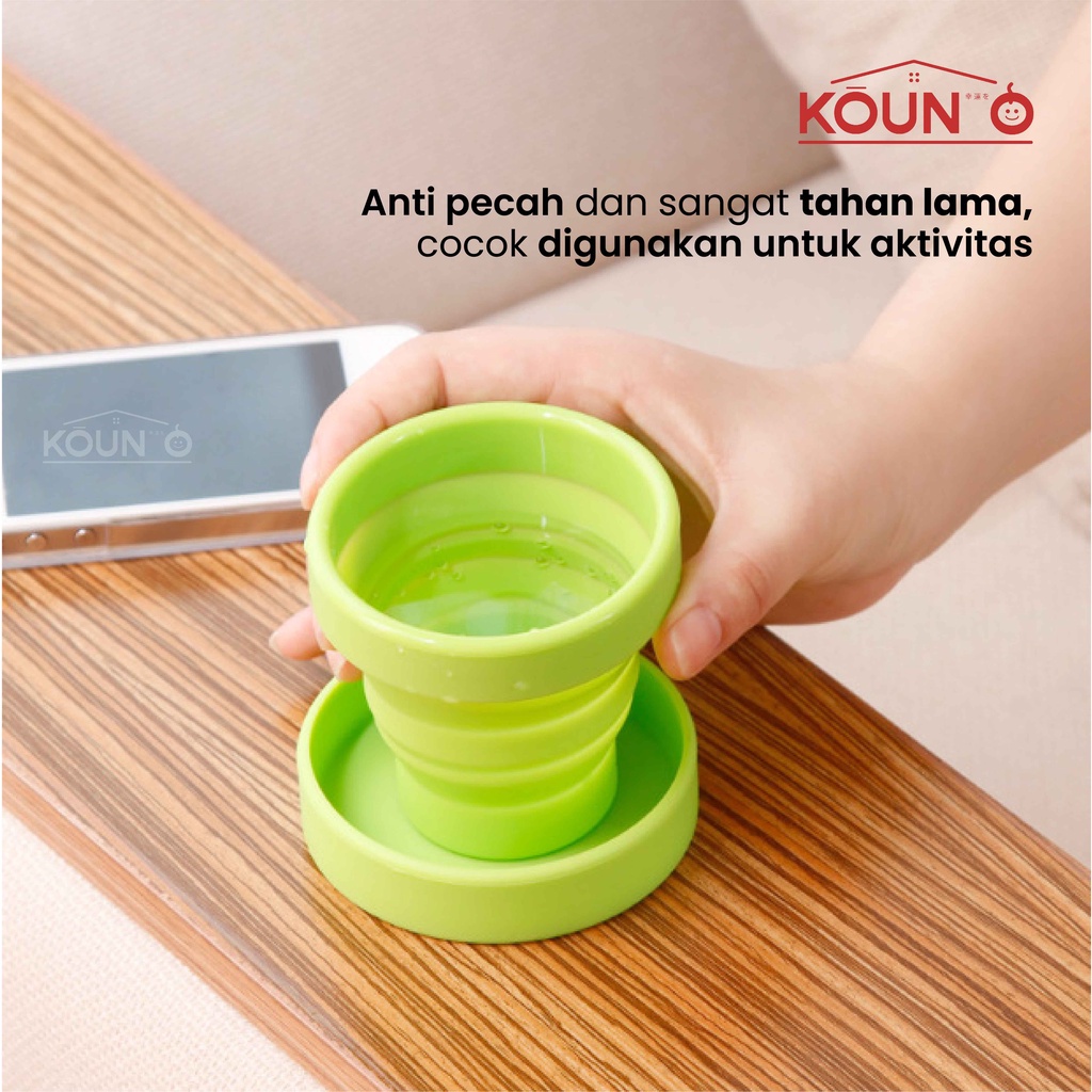 Cangkir Gelas Lipat Tarik Wadah Tempat Minum Silikon Anti Pecah Portable Travel Silicone Folding Cup