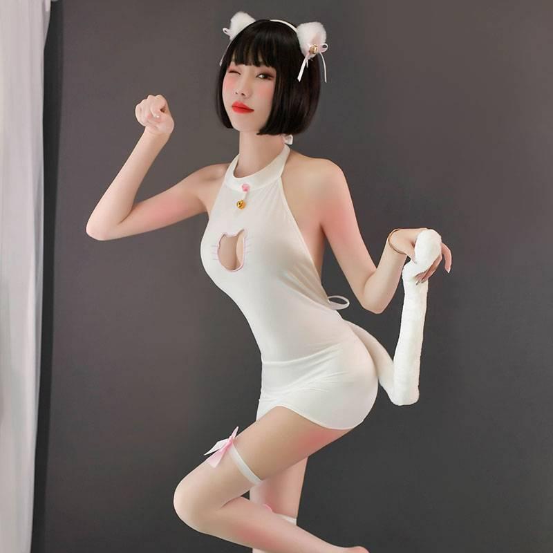 【Wetrose】Sexy Lingerie Uniform Temptation Sexy Japanese Cosplay Cat Girl Transparent Nightgown Lingerie