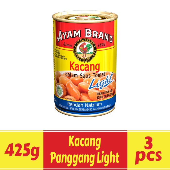 

Kalengbuah- Paket Isi 3 Pcs Kacang Panggang Kaleng Light Saus Tomat 425Gr -Buah-Kaleng.