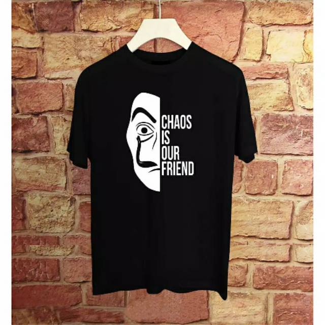 Fourfashion Kaos Pria Kaos Distro CHAOS IS OUR FRIEND Black FN173