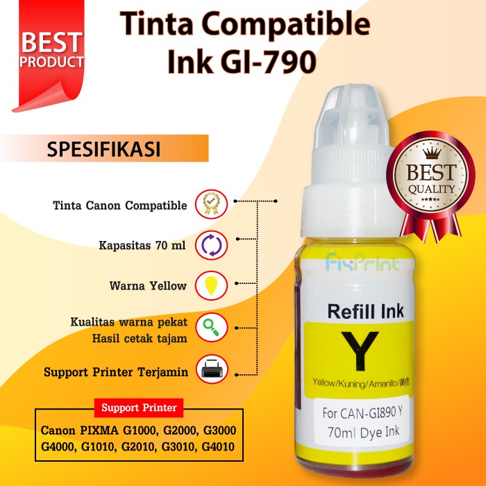 Tinta Compatible Canon 790 GI790 gi790 Printer G1000 G2000 G3000 G4000