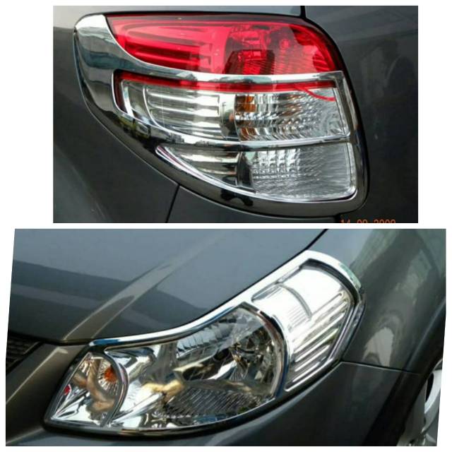 Paket garnish lampu depan dan belakang mobil SX4 chrome